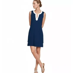 Women's Cotton Jersey Notch Neck Dress
