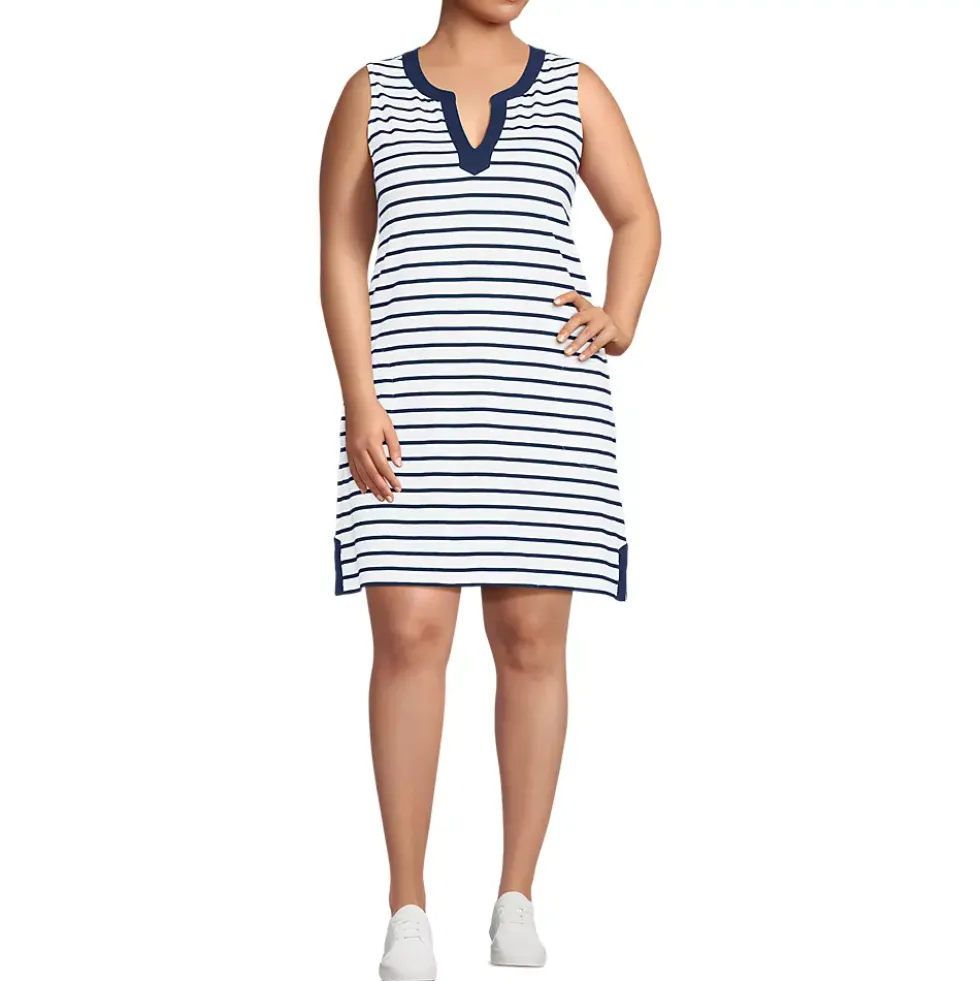 Women's Cotton Jersey Notch Neck Dress