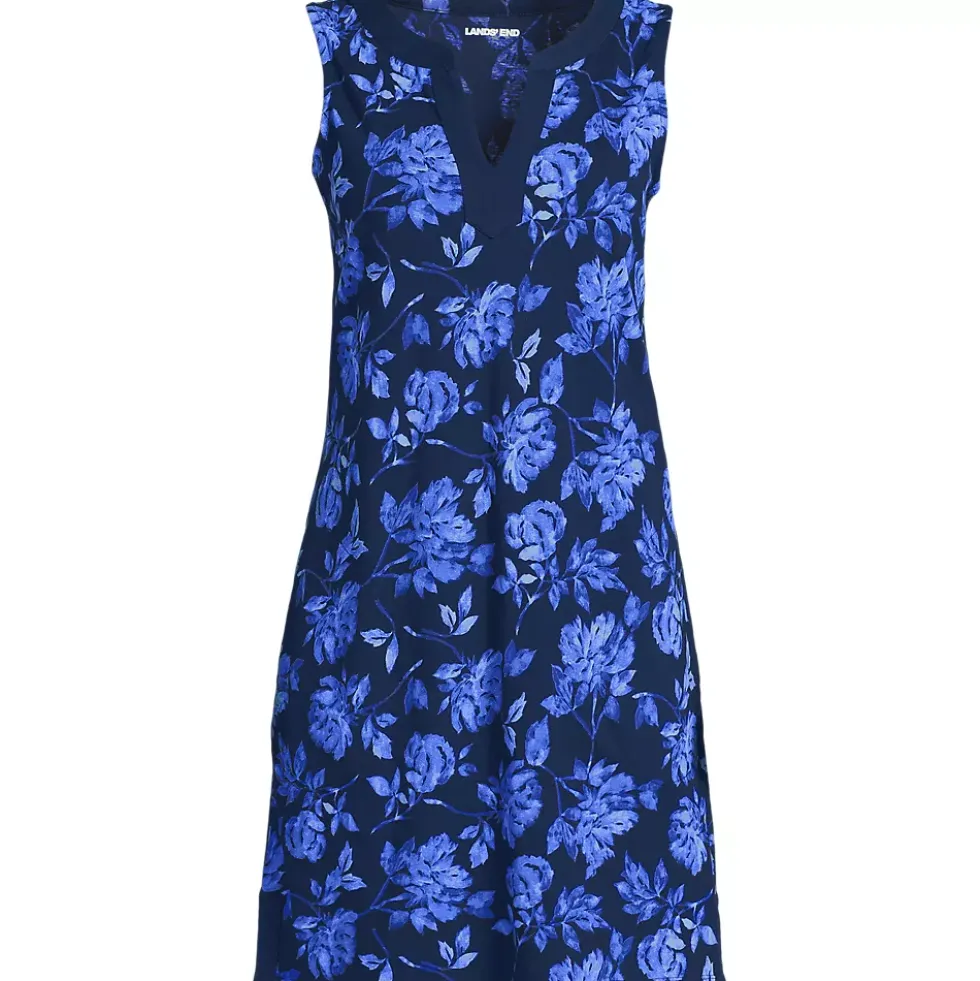 Women's Cotton Jersey Notch Neck Dress