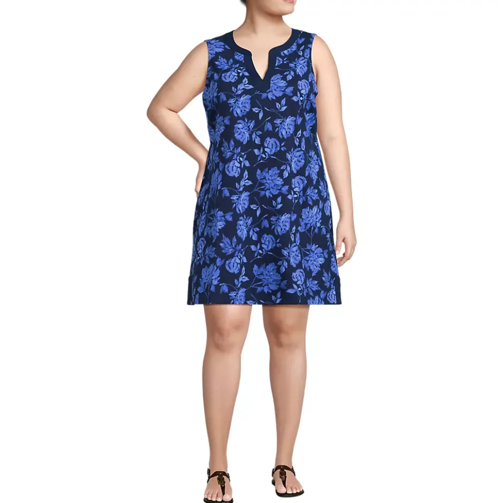 Women's Cotton Jersey Notch Neck Dress