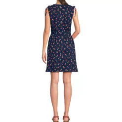 Women's Cotton Jersey Shoulder Tie Belted Mini Dress
