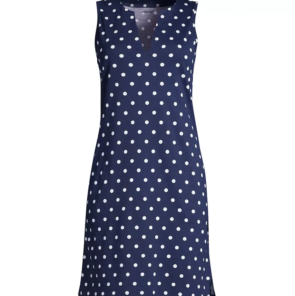 Women's Cotton Jersey Sleeveless Swim Cover-up Dress Print