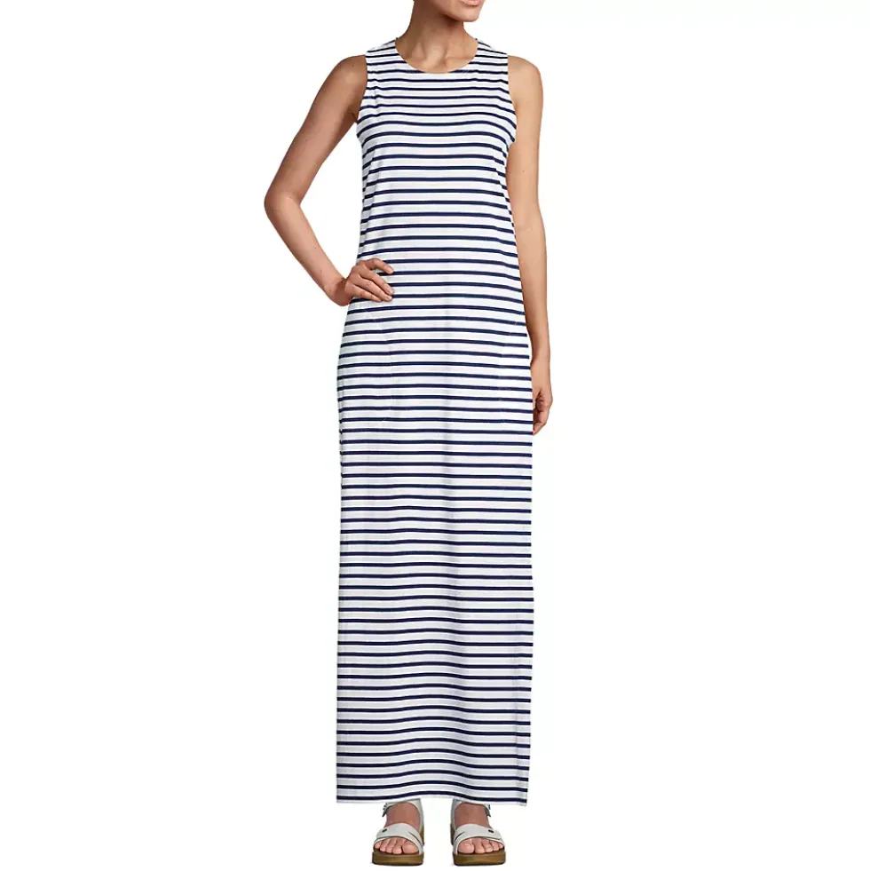 Women's Cotton Jersey Sleeveless Swim Cover-up Maxi Dress