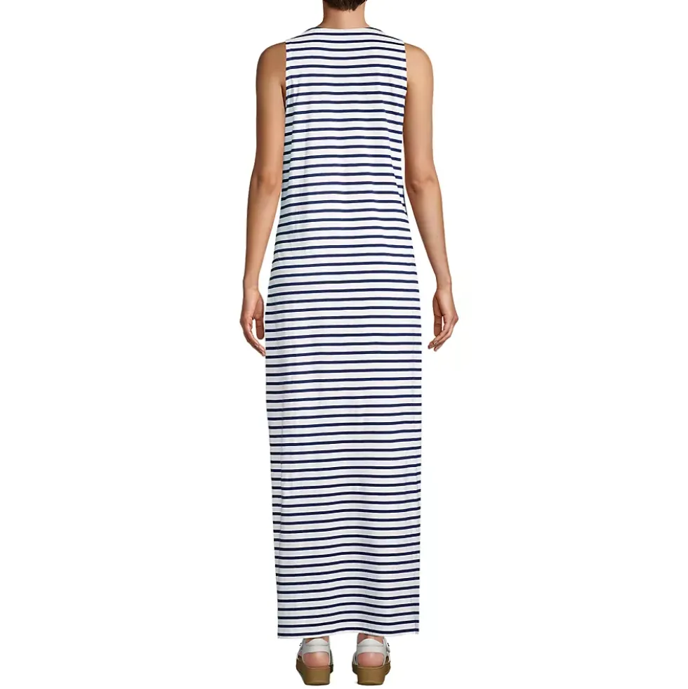 Women's Cotton Jersey Sleeveless Swim Cover-up Maxi Dress