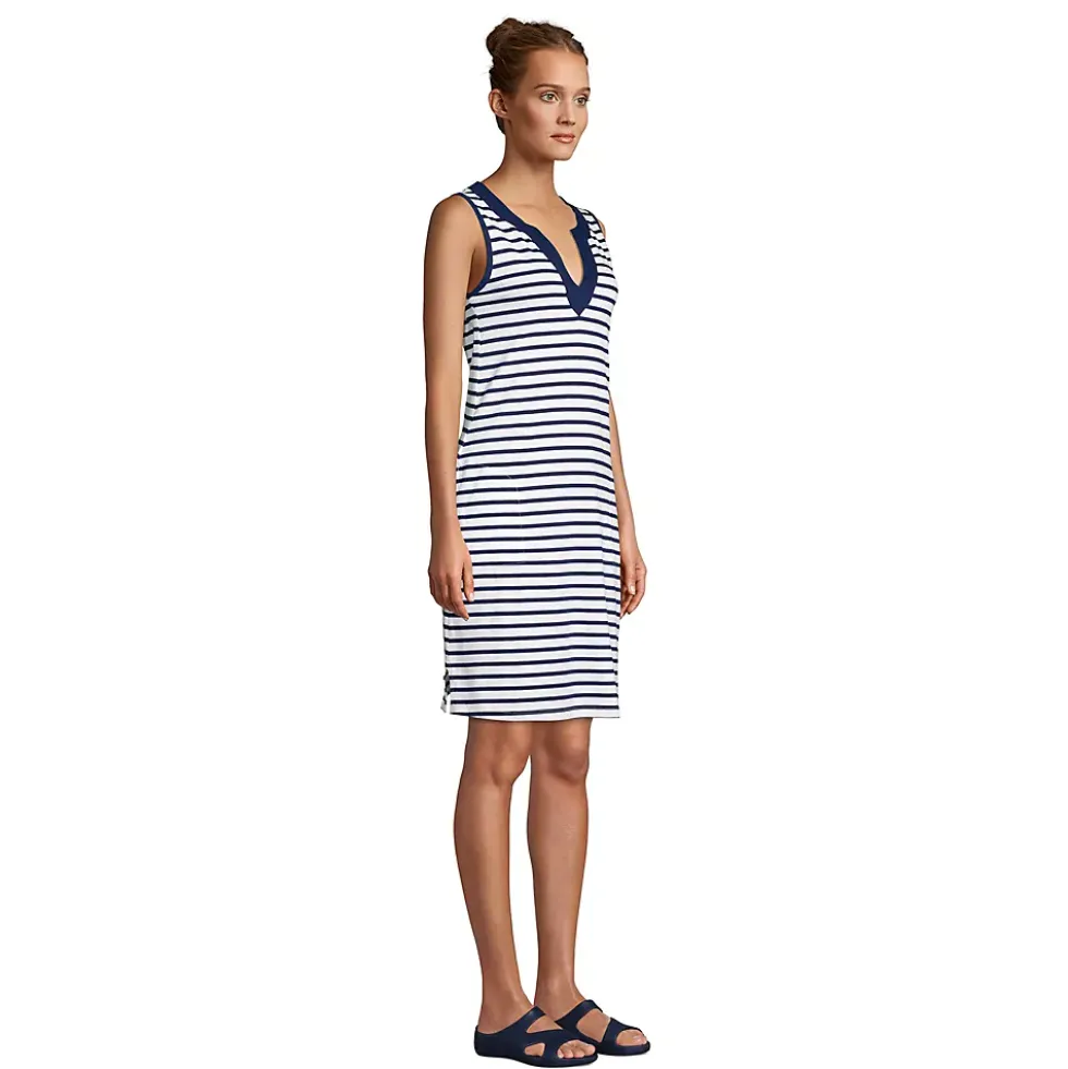 Women's Cotton Jersey Sleeveless Swim Cover-up Dress Print