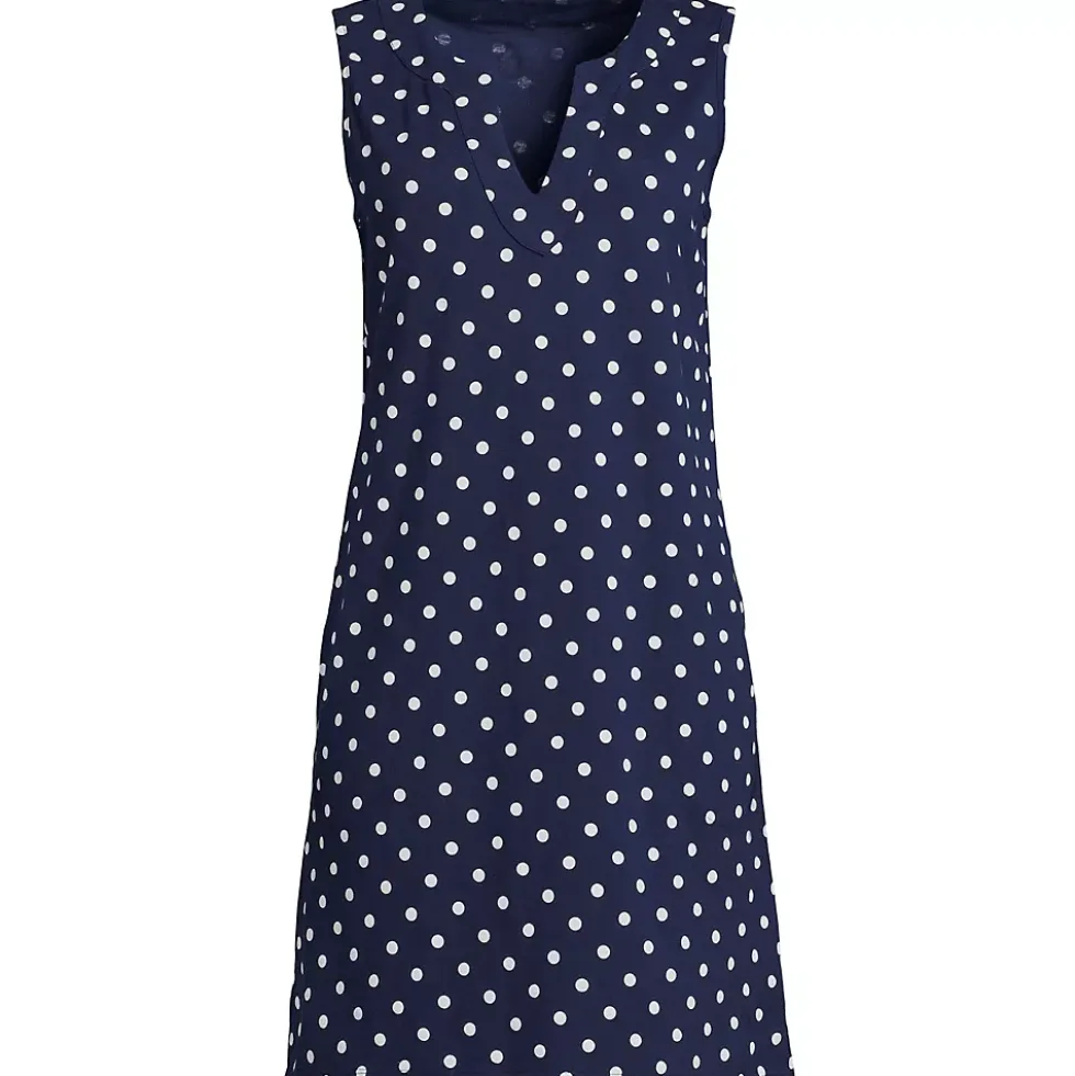 Women's Cotton Jersey Sleeveless Swim Cover-up Dress Print