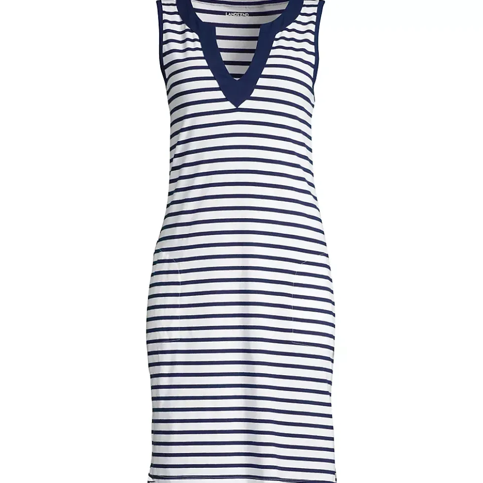 Women's Cotton Jersey Sleeveless Swim Cover-up Dress Print
