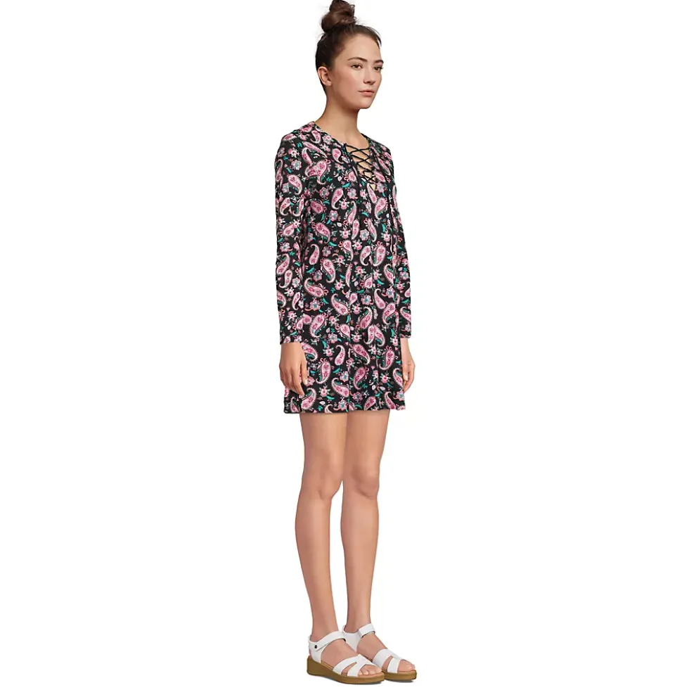 Women's Cotton Jersey V-neck Tunic Swim Cover-up Shirtdress