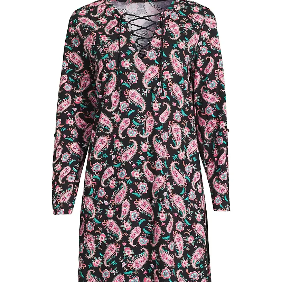 Women's Cotton Jersey V-neck Tunic Swim Cover-up Shirtdress