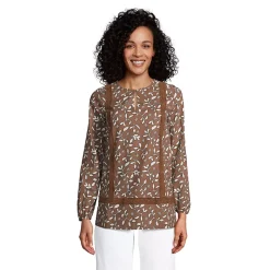 Women's Cotton Long Sleeve Split Neck Tunic Top