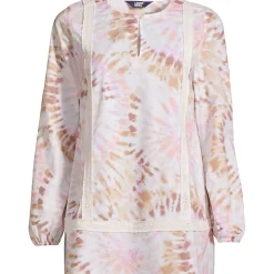 Women's Cotton Long Sleeve Split Neck Tunic Top
