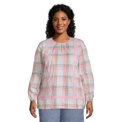 Women's Cotton Long Sleeve Split Neck Tunic Top