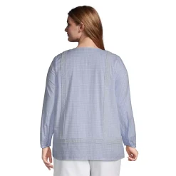 Women's Cotton Long Sleeve Split Neck Tunic Top
