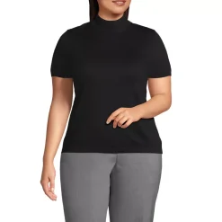 Women's Cotton Modal Half Sleeve Mock Neck Pullover Sweater
