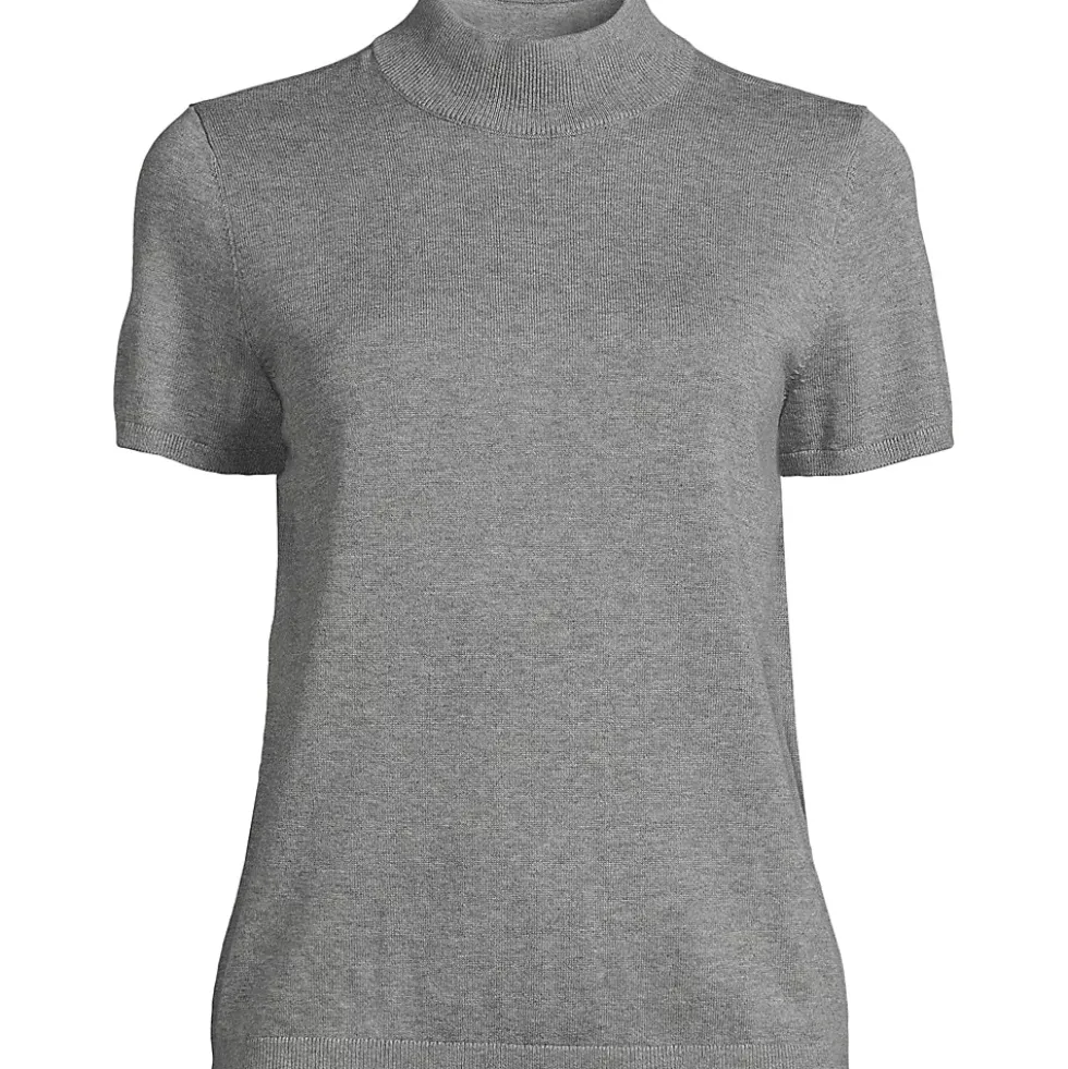 Women's Cotton Modal Half Sleeve Mock Neck Pullover Sweater