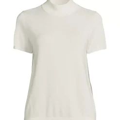 Women's Cotton Modal Half Sleeve Mock Neck Pullover Sweater