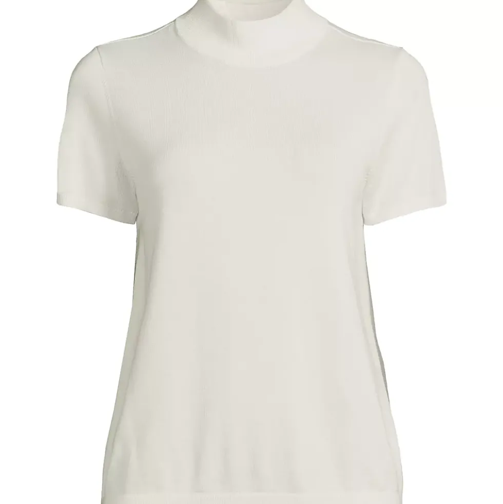 Women's Cotton Modal Half Sleeve Mock Neck Pullover Sweater