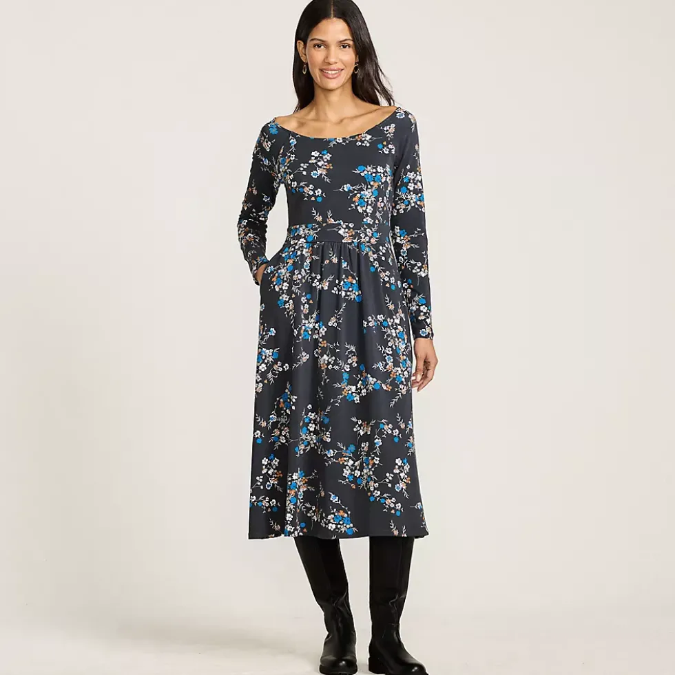 Women's Cotton Modal Off Shoulder Midi Dress