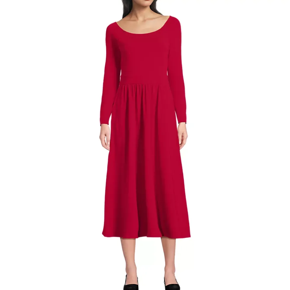 Women's Cotton Modal Off Shoulder Midi Dress
