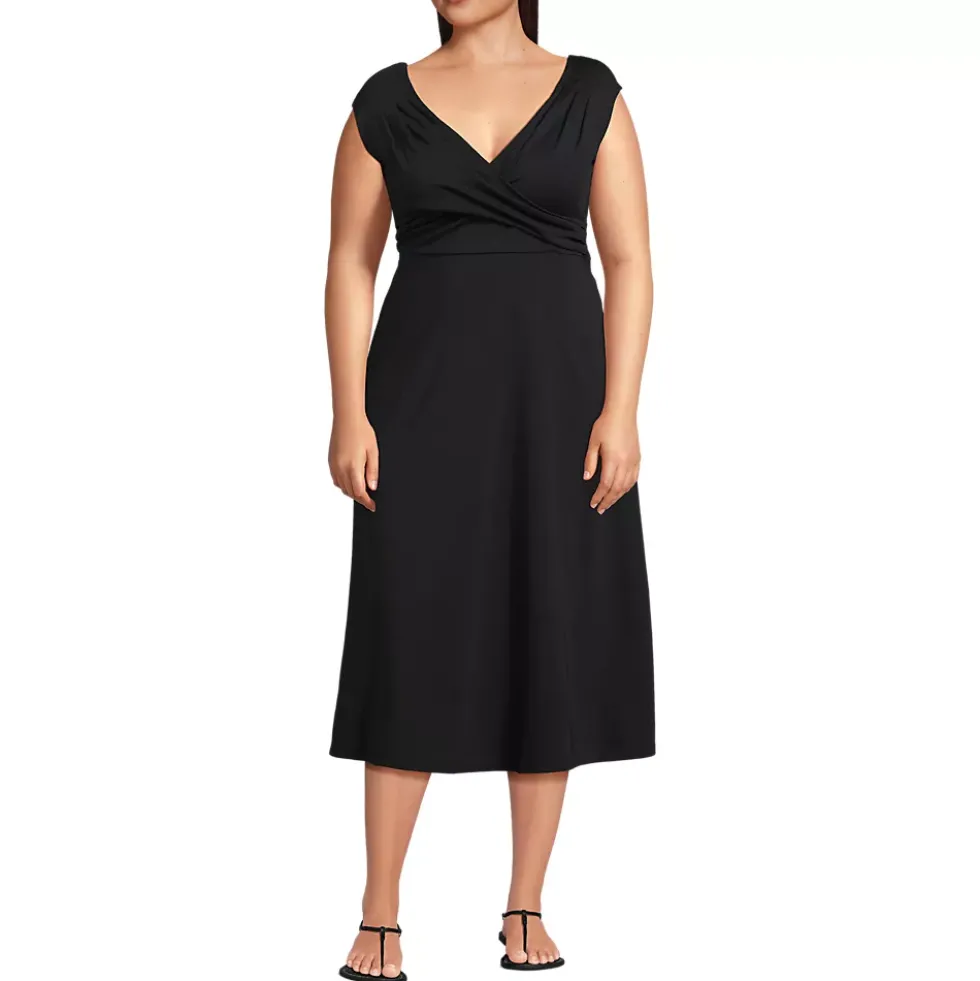 Women's Cotton Modal Off the Shoulder Wrap Midi Dress