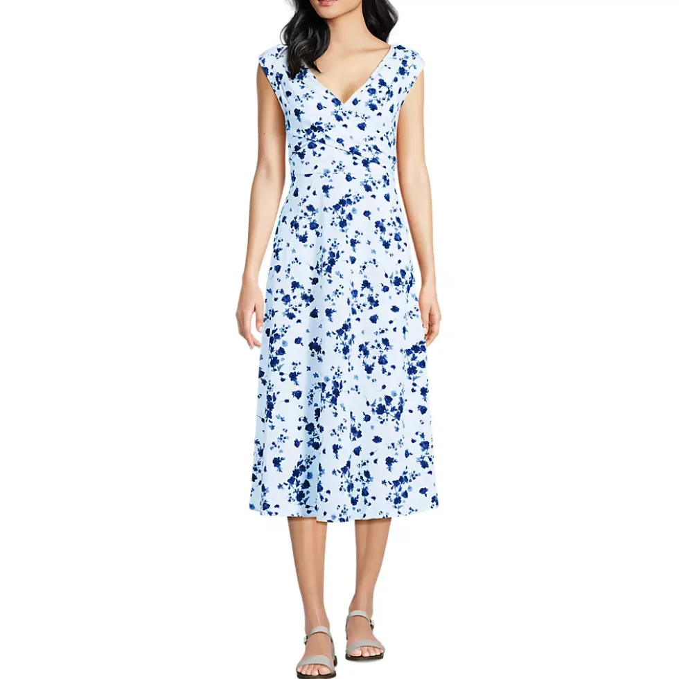 Women's Cotton Modal Off the Shoulder Wrap Midi Dress