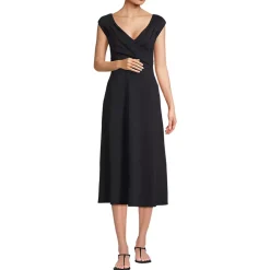 Women's Cotton Modal Off the Shoulder Wrap Midi Dress