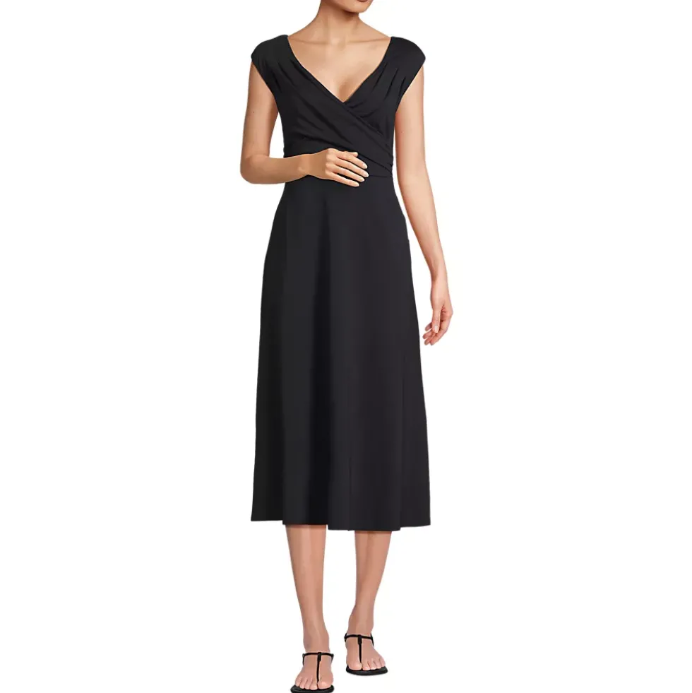 Women's Cotton Modal Off the Shoulder Wrap Midi Dress