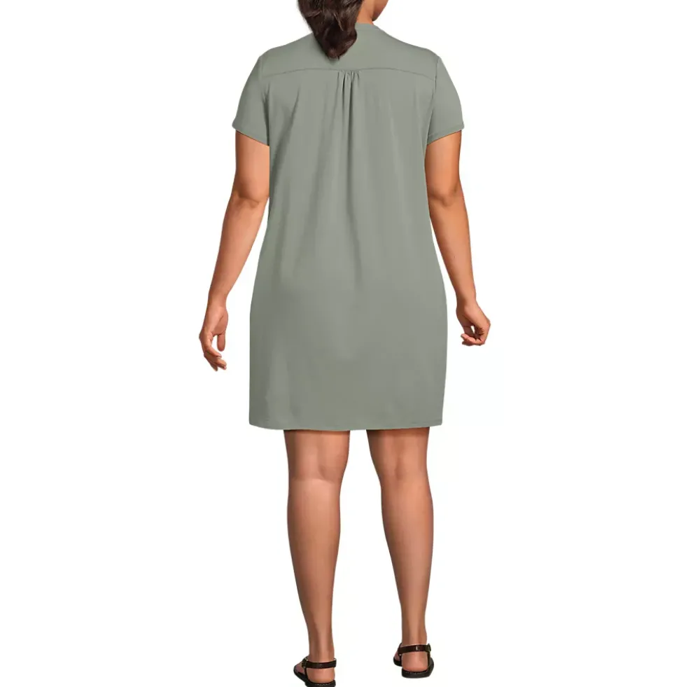 Women's Cotton Modal Pintuck Short Sleeve Dress