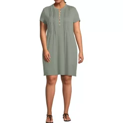 Women's Cotton Modal Pintuck Short Sleeve Dress