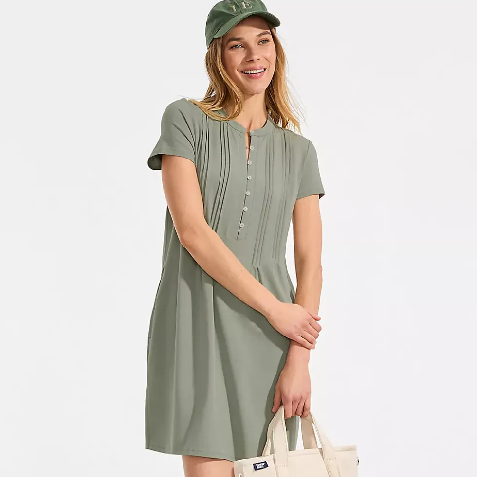 Women's Cotton Modal Pintuck Short Sleeve Dress