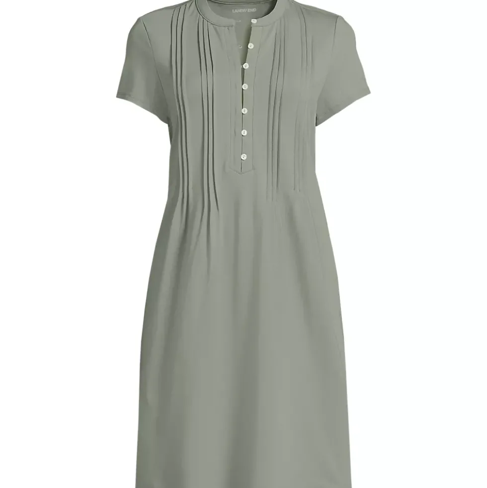 Women's Cotton Modal Pintuck Short Sleeve Dress