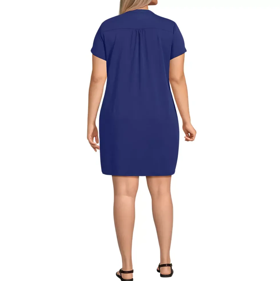 Women's Cotton Modal Pintuck Short Sleeve Dress