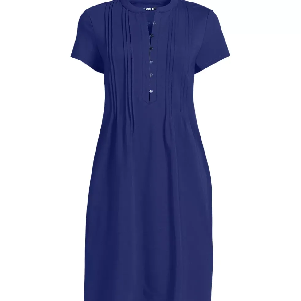 Women's Cotton Modal Pintuck Short Sleeve Dress