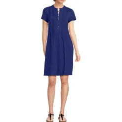 Women's Cotton Modal Pintuck Short Sleeve Dress