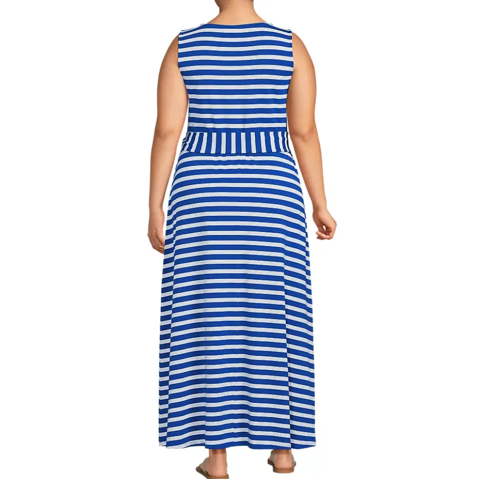 Women's Cotton Modal Sleeveless Tie Waist Maxi Dress