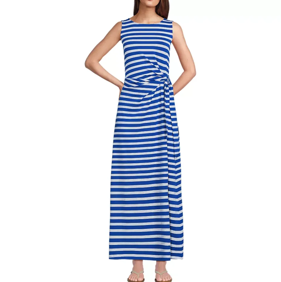 Women's Cotton Modal Sleeveless Tie Waist Maxi Dress