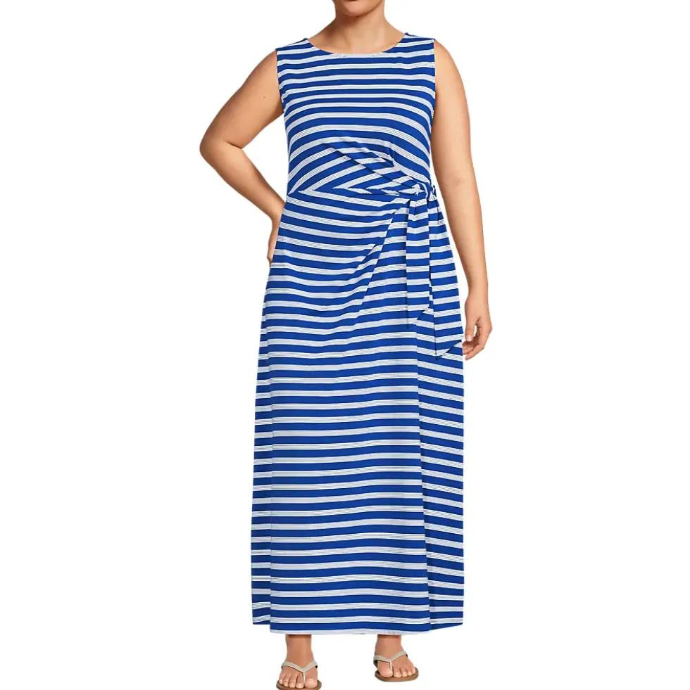 Women's Cotton Modal Sleeveless Tie Waist Maxi Dress