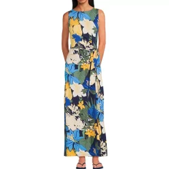 Women's Cotton Modal Sleeveless Tie Waist Maxi Dress