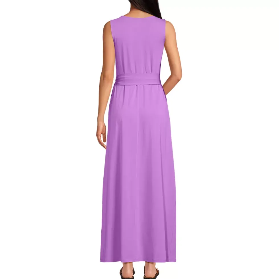Women's Cotton Modal Sleeveless Tie Waist Maxi Dress