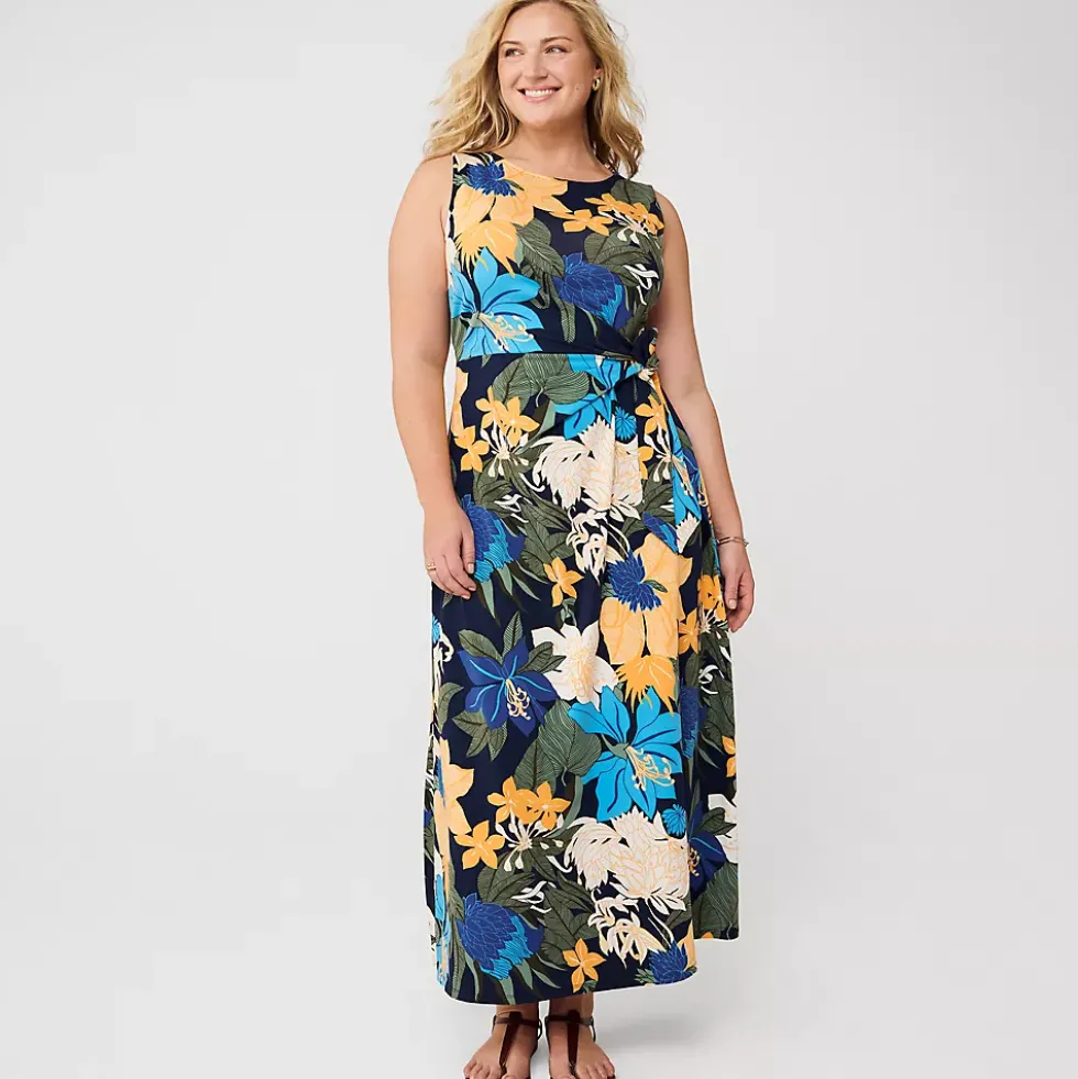 Women's Cotton Modal Sleeveless Tie Waist Maxi Dress