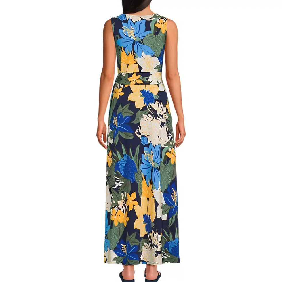 Women's Cotton Modal Sleeveless Tie Waist Maxi Dress