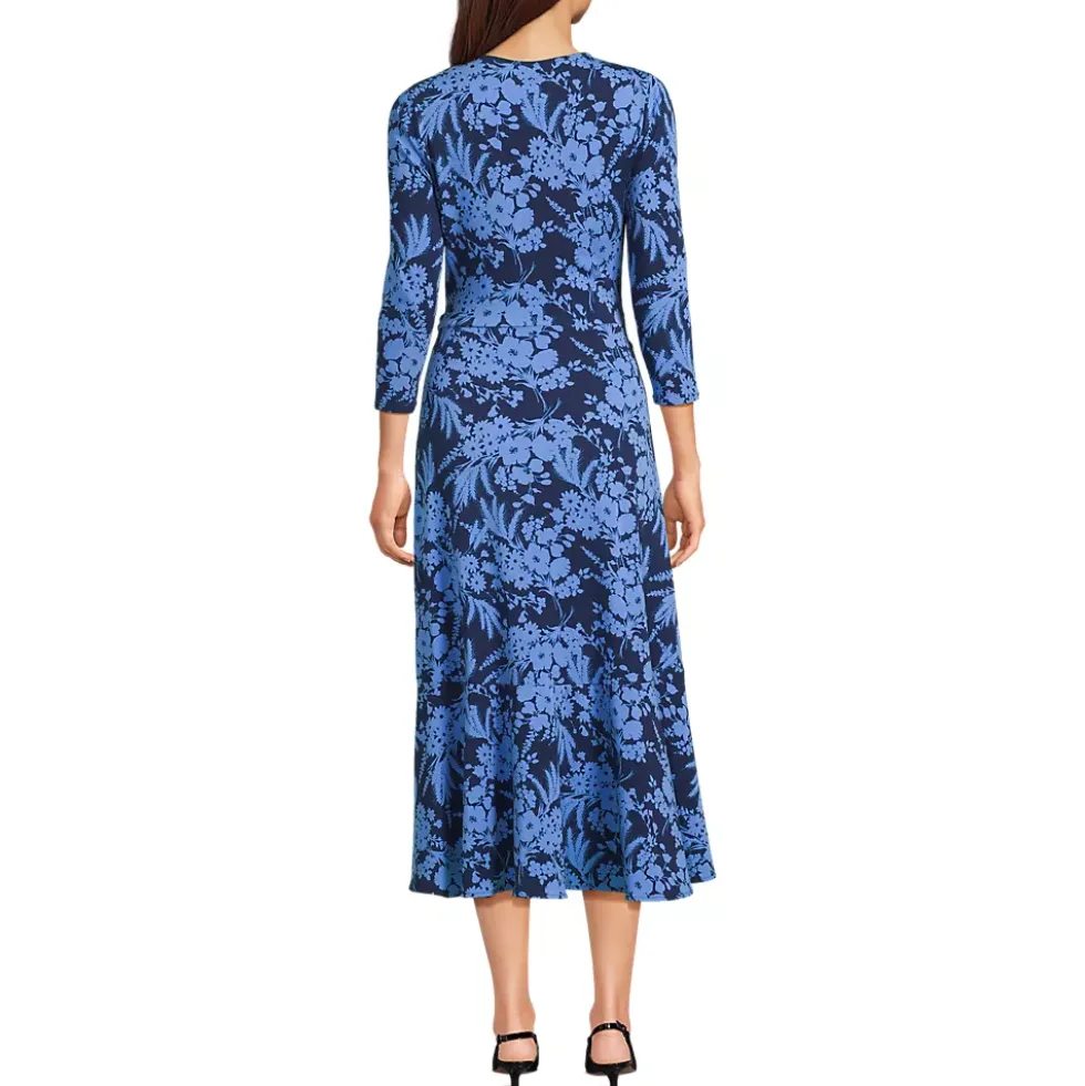 Women's Cotton Modal 3/4 Sleeve Vneck Wrap Dress