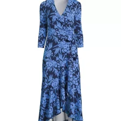 Women's Cotton Modal 3/4 Sleeve Vneck Wrap Dress