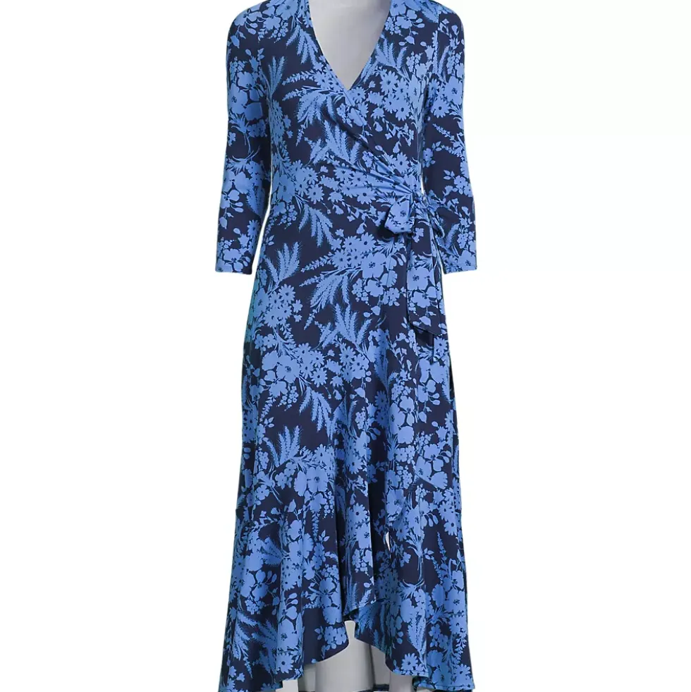 Women's Cotton Modal 3/4 Sleeve Vneck Wrap Dress