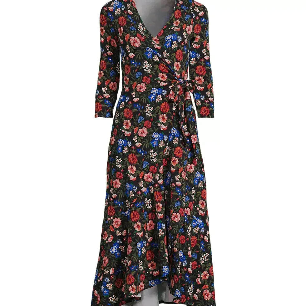 Women's Cotton Modal 3/4 Sleeve Vneck Wrap Dress