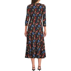 Women's Cotton Modal 3/4 Sleeve Vneck Wrap Dress