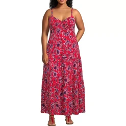 Women's Cotton Modal Twist Front Tiered Maxi Dress