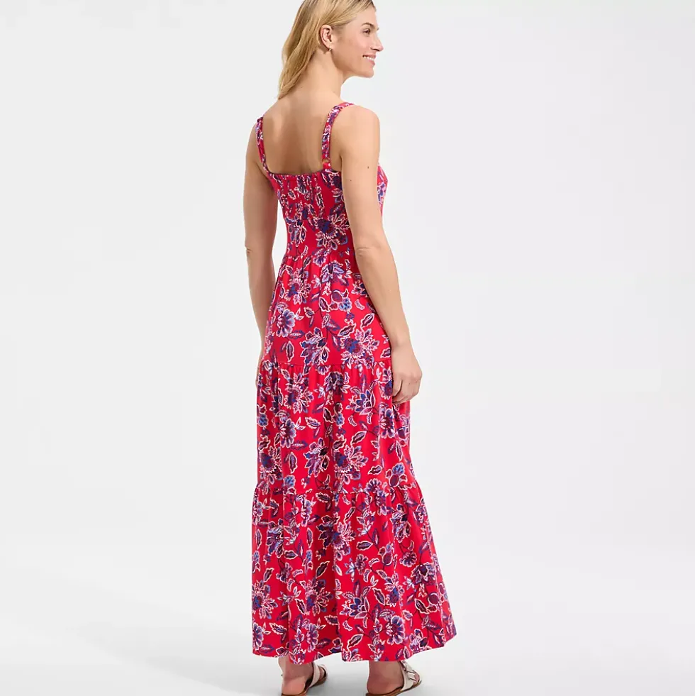 Women's Cotton Modal Twist Front Tiered Maxi Dress
