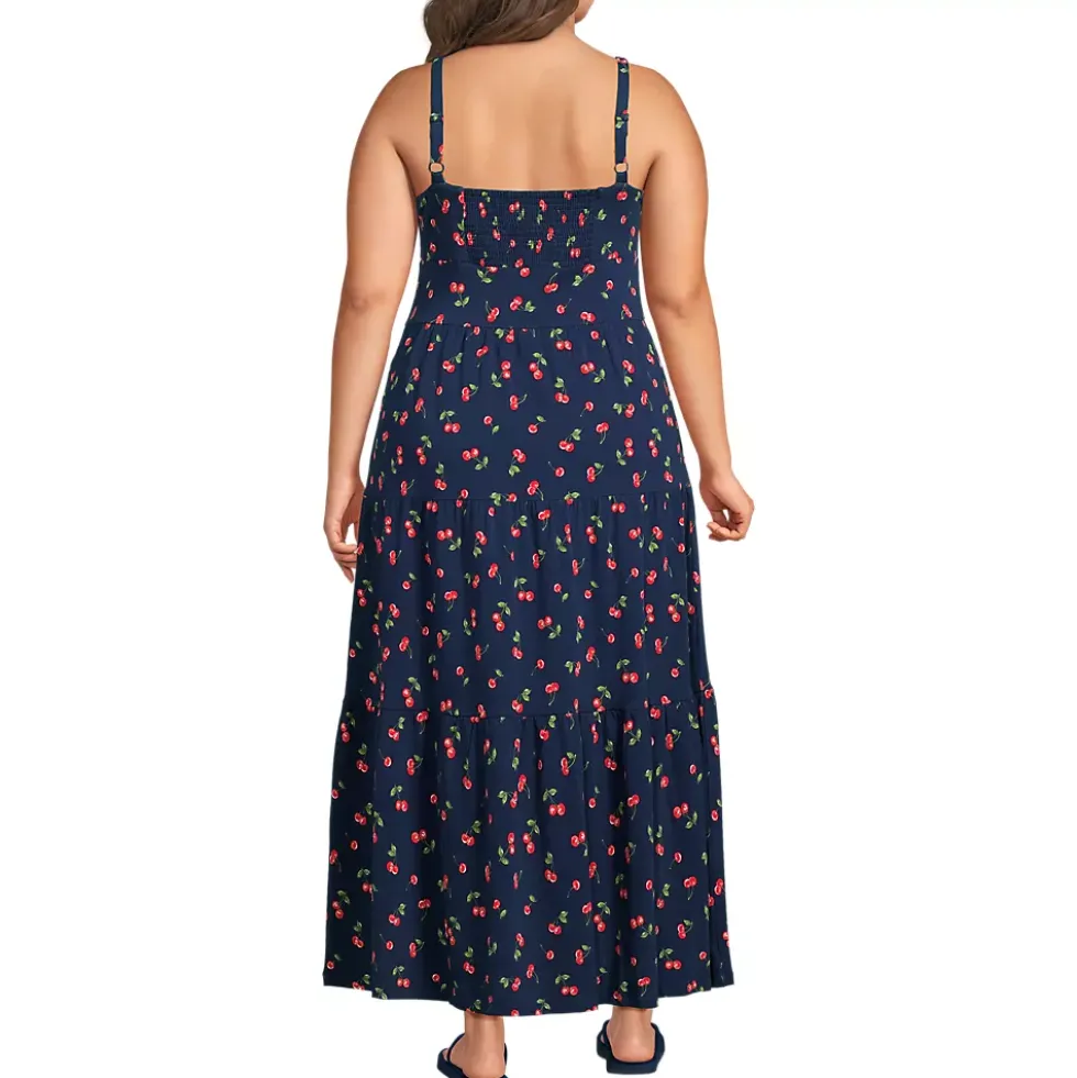 Women's Cotton Modal Twist Front Tiered Maxi Dress