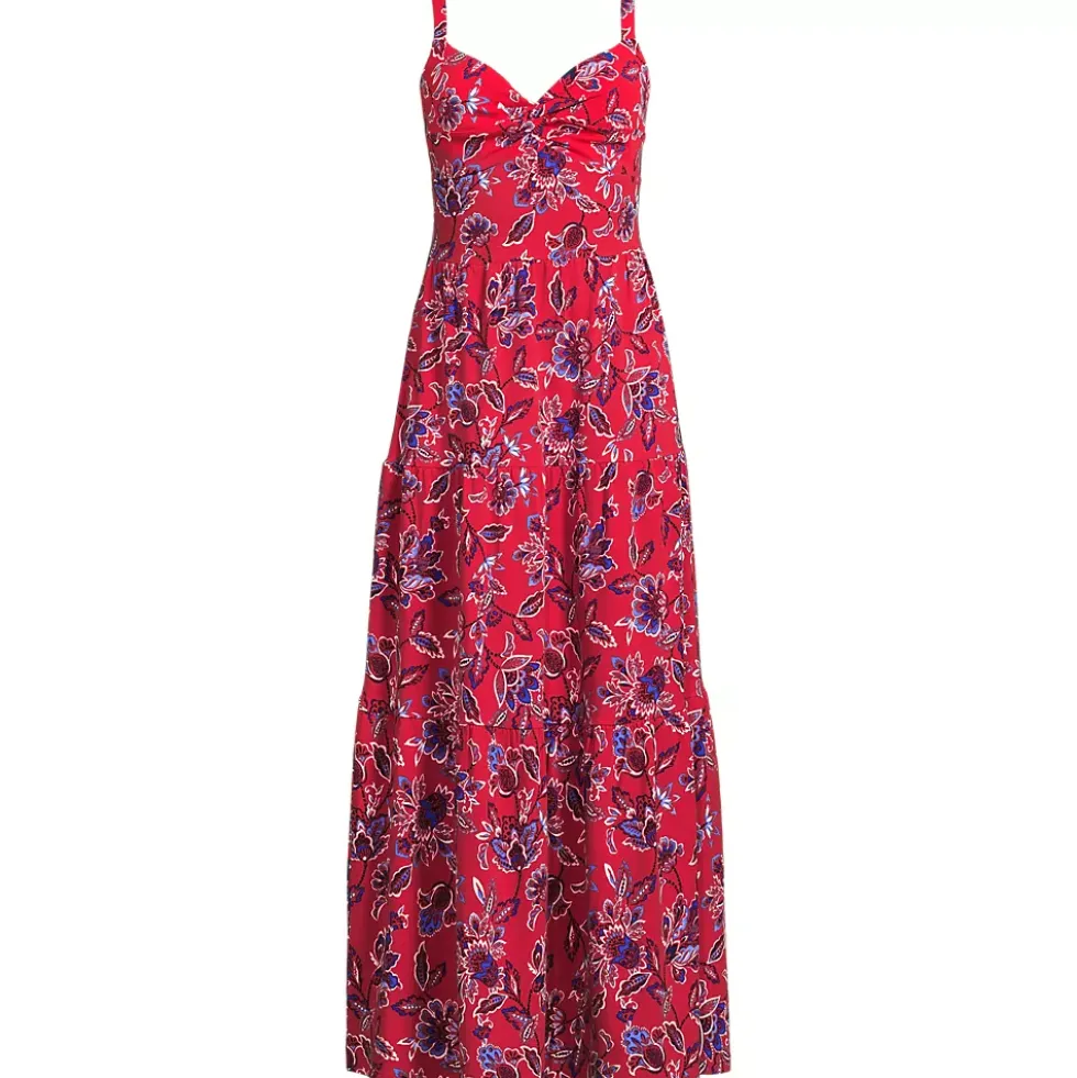 Women's Cotton Modal Twist Front Tiered Maxi Dress